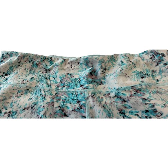 CALVIN KLEIN PERFORMANCE LEGGINGS, WOMENS, L, TEAL PINK WHITE ABSTRACT, CROPPED - Picture 3 of 10